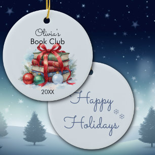 Adorno De Cerámica Navidades del club de libros personalizados