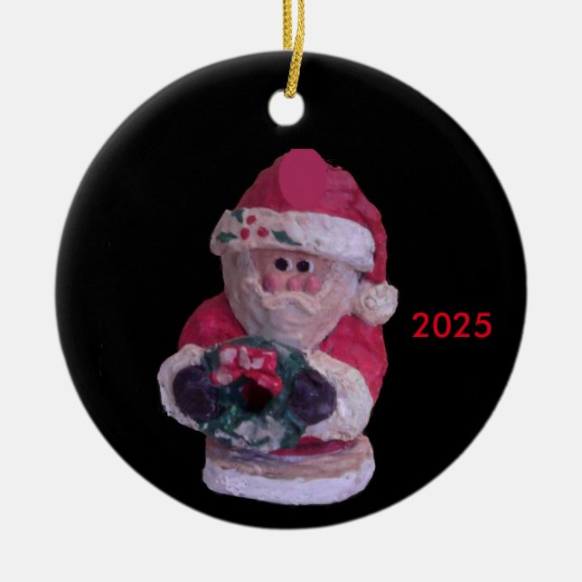 Adorno De Cerámica Navidades DEL COLLECTOR WREATH SANTA 2018 (Frente)