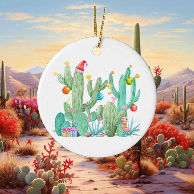 Adorno De Cerámica Navidades del desierto de Cactus (Subido por el creador)
