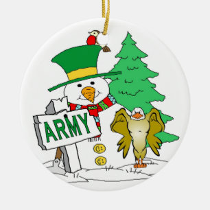 Adorno De Cerámica Navidades del ejército Snowman