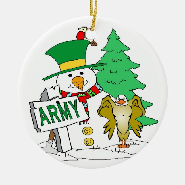 Adorno De Cerámica Navidades del ejército Snowman (Frente)