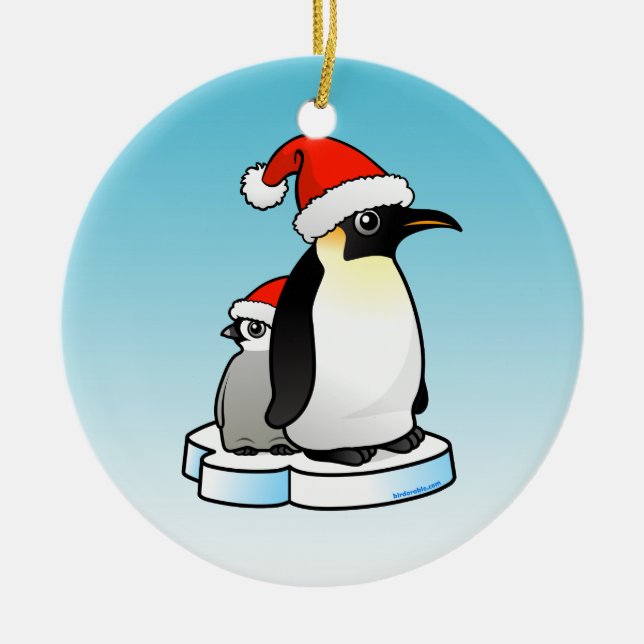 Adorno De Cerámica Navidades del Emperador Pingüino (Frente)