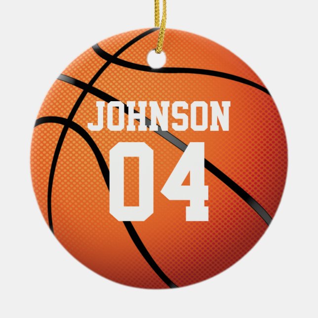 Adorno De Cerámica Navidades del equipo de baloncesto personalizado (Frente)