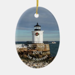 Adorno De Cerámica Navidades del faro de Portland Breakwater