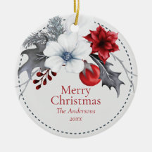 Navidades del follaje rojo-blanco plateado