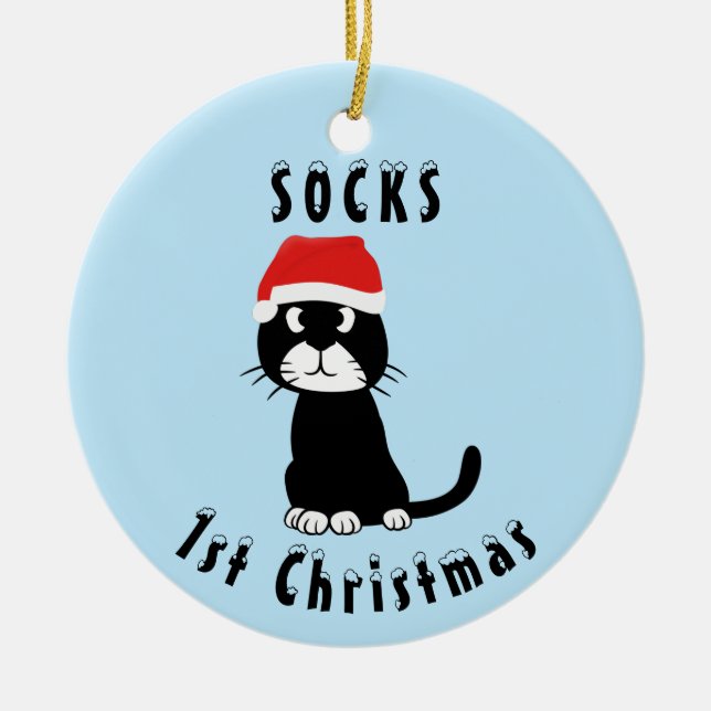 Adorno De Cerámica Navidades del gato (Frente)