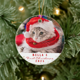 Adorno De Cerámica Navidades del gato Meowy, Mascota fotográfico pers