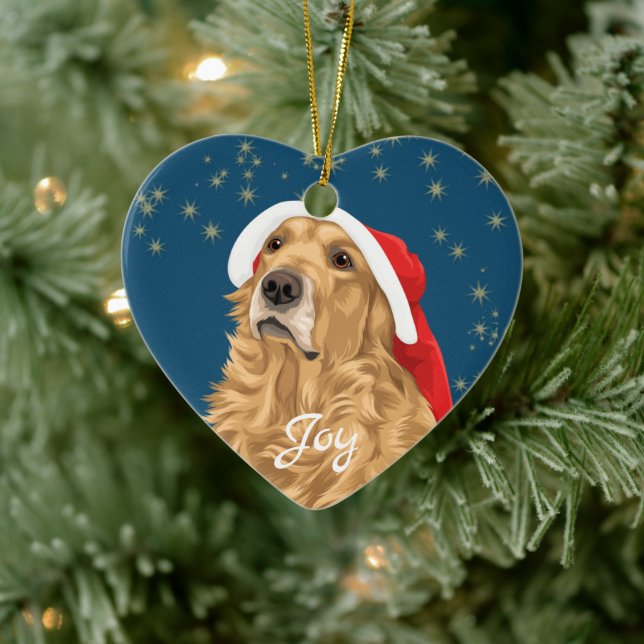 Adorno De Cerámica Navidades del Golden Retriever de Gold Stars (Árbol)