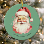 Adorno De Cerámica Navidades del Green Vintage Watercolor Santa Claus<br><div class="desc">Celebrar la temporada festiva con nuestro Vintage color verde Navidades Santa Claus Ornamento cerámico! Este encantador ornamento presenta un diseño nostálgico de Santa Claus, con un elegante fondo sólido, que combina el encanto vintage con el estilo moderno. Perfecto para añadir un toque festivo a tu árbol de Navidad. Personalice este...</div>