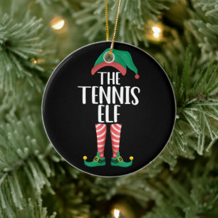 Adorno De Cerámica Navidades del grupo familiar Tennis Elf Matching