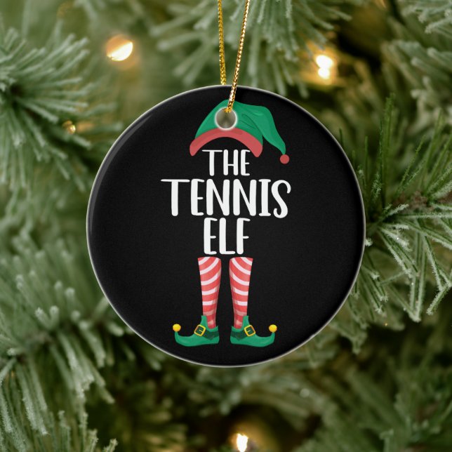 Adorno De Cerámica Navidades del grupo familiar Tennis Elf Matching (Árbol)