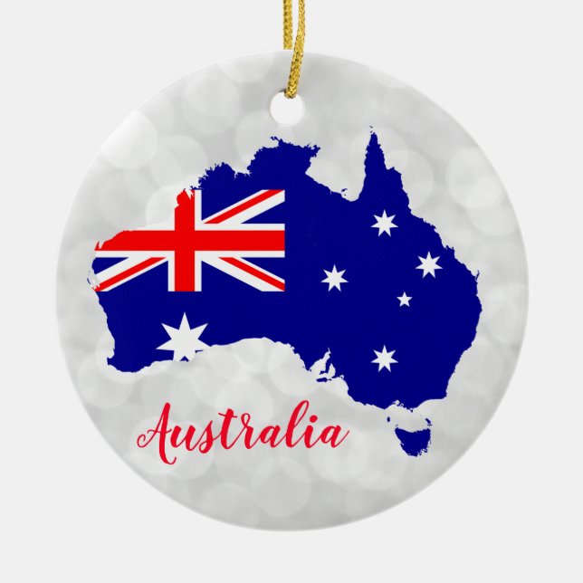 Adorno De Cerámica Navidades del Mapa de Bandera de Australia (Frente)
