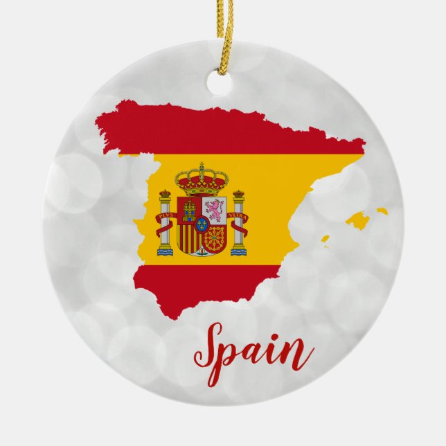Adorno De Cerámica Navidades del Mapa de Bandera de España (Frente)