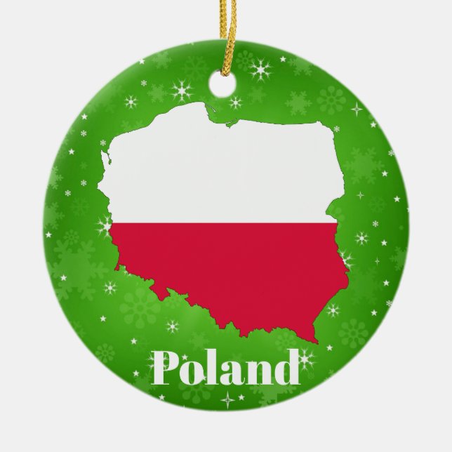 Adorno De Cerámica Navidades del Mapa de Bandera de Polonia (Frente)