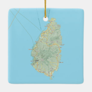 Adorno De Cerámica Navidades del Mapa de Santa Lucía