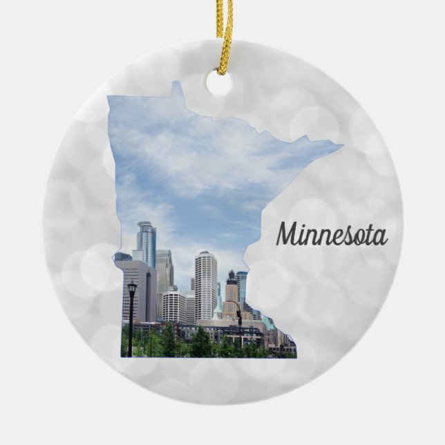Adorno De Cerámica Navidades del Mapa Estatal de Minnesota (Frente)