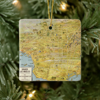 Adorno De Cerámica Navidades del Mapa Restaurado de Los Ángeles 1932