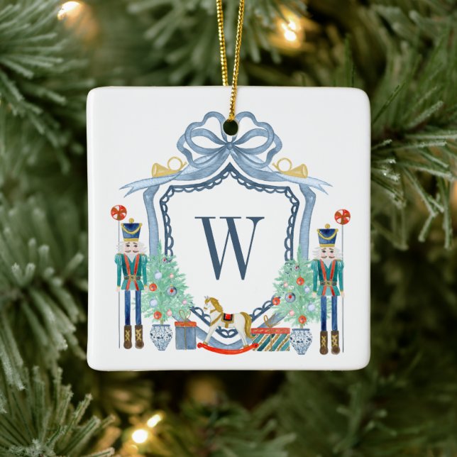 Adorno De Cerámica Navidades del Monograma de Nutcracker de color acu (Árbol)