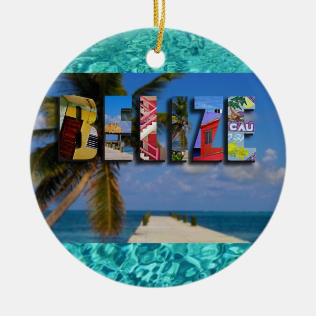 Adorno De Cerámica Navidades del Océano Azul de la playa tropical de  (Frente)