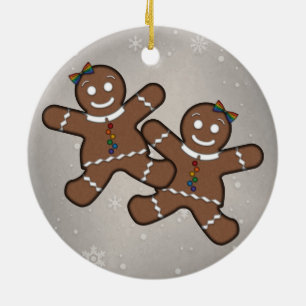 Adorno De Cerámica Navidades del Orgullo Lesbiano Gingerbread Pareja