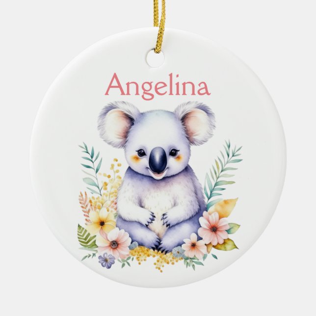 Adorno De Cerámica Navidades del oso Koala para bebé personalizado (Frente)