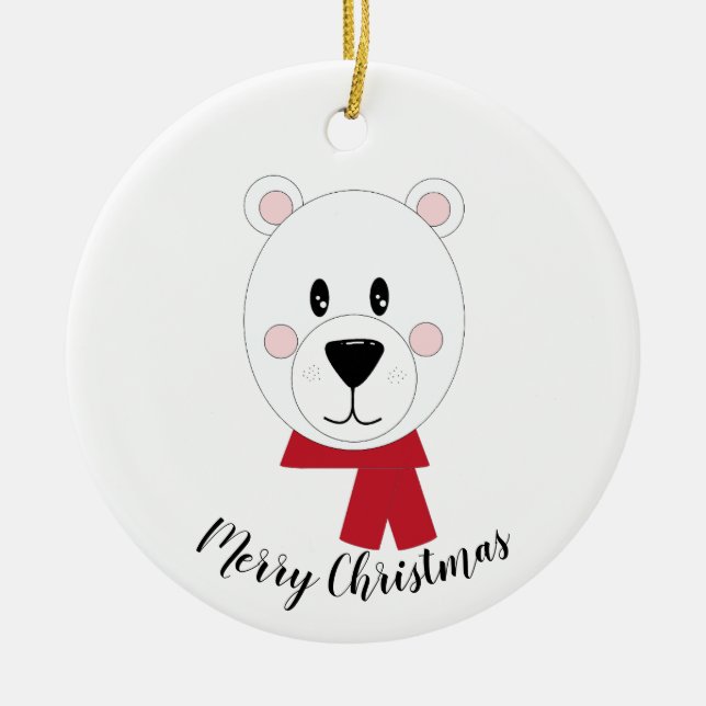 Adorno De Cerámica Navidades del oso polar (Frente)