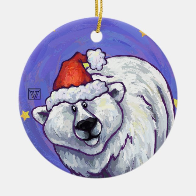 Adorno De Cerámica Navidades del oso polar (Frente)