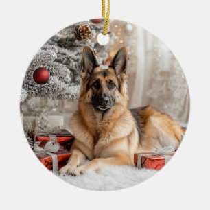 Adorno De Cerámica Navidades del Pastor Alemán