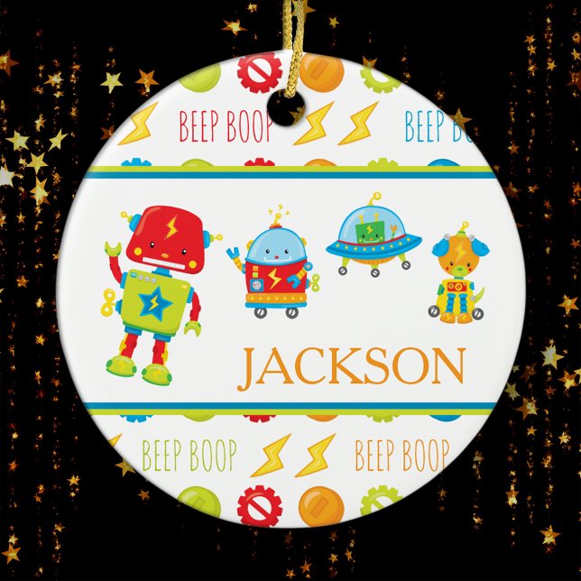 Adorno De Cerámica Navidades del patrón del estampado del "Beep Boop" (Subido por el creador)