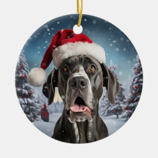 Adorno De Cerámica Navidades del perro del gran danés Keepsake (Frente)