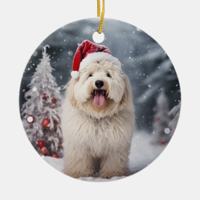 Adorno De Cerámica Navidades del perro puli Keepsake (Frente)