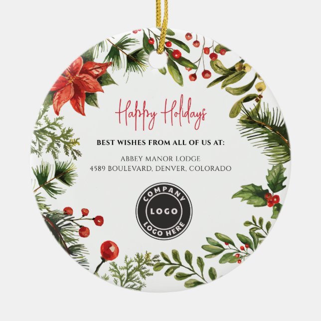 Adorno De Cerámica Navidades del personal del Business Logo Berries M (Frente)