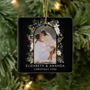 Adorno De Cerámica Navidades del Personalizado de Eucalyptus Greenery