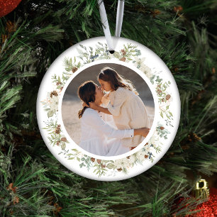 Adorno De Cerámica Navidades del Personalizado de Eucalyptus Greenery