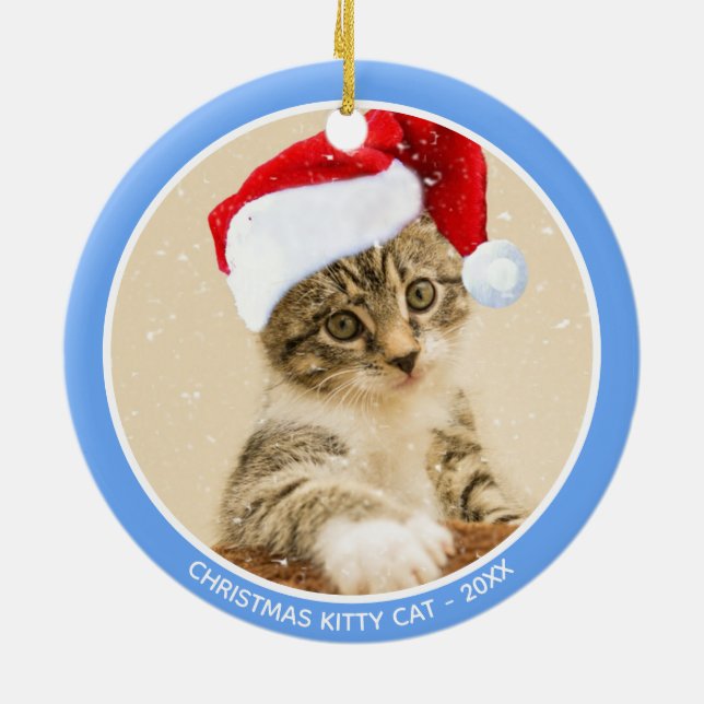 Adorno De Cerámica Navidades del personalizado Foto de Baby Kitty Cat (Atrás)