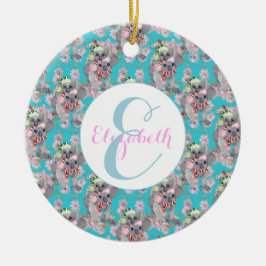 Adorno De Cerámica Navidades del personalizado Koala Azul vinícola