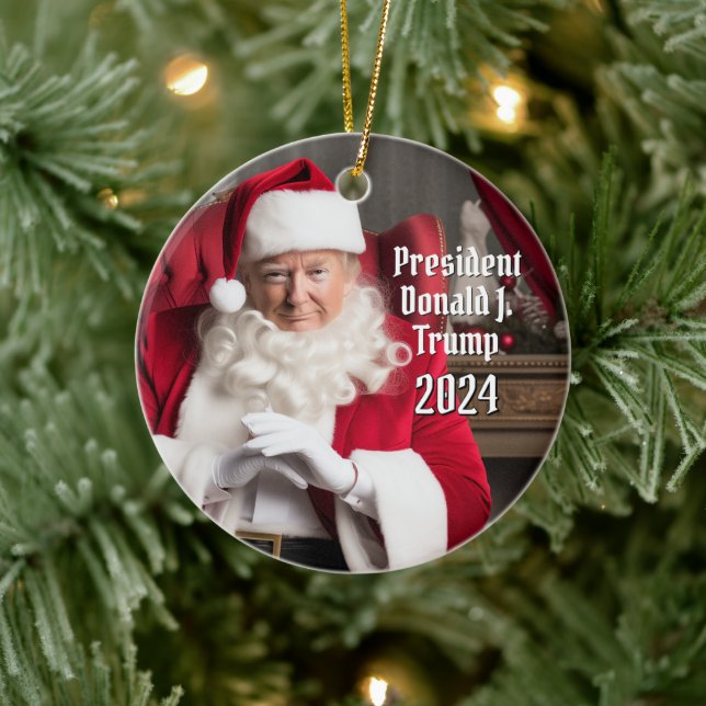 Adorno De Cerámica Navidades del presidente Donald Trump Santa Claus  (Árbol)