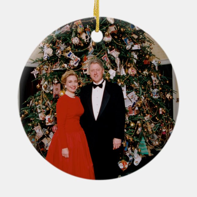 Adorno De Cerámica Navidades del presidente estadounidense Bill Clint (Atrás)