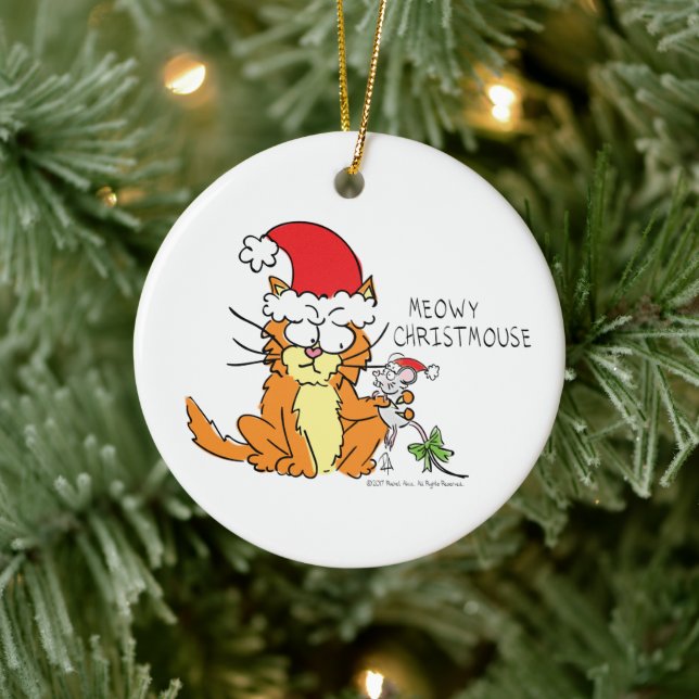 Adorno De Cerámica Navidades del ratón del gato Divertido Personaliza (Árbol)