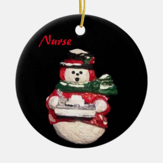 ADORNO DE CERÁMICA NAVIDADES DEL RECOLECTOR DE ENFERMEROS SNOWMAN (Frente)