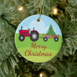 Adorno De Cerámica Navidades del Tractor de Granjas