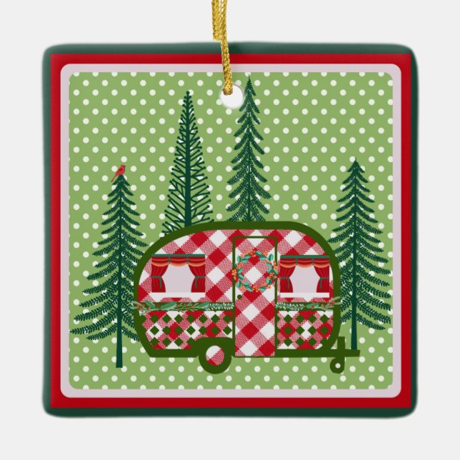 Adorno De Cerámica Navidades del Trailer de Camper Dulce (Anverso)