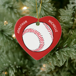 Adorno De Cerámica Navidades Deportivos Pareja de Béisbol Monogramas