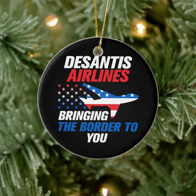 Adorno De Cerámica Navidades DeSantis Airlines Funny DeSantis 2024 (Árbol)