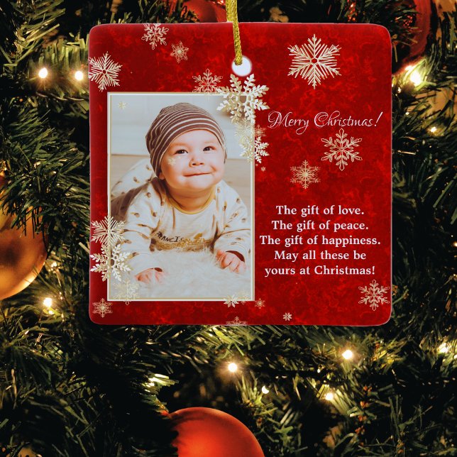 Adorno De Cerámica Navidades deseos de fotos con copos de nieve (Subido por el creador)