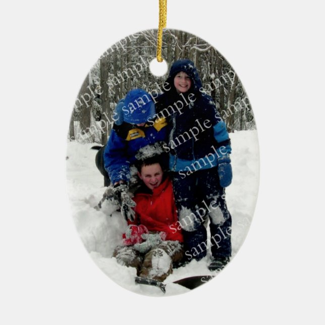 Adorno De Cerámica Navidades Día de la foto Keepsake (Frente)