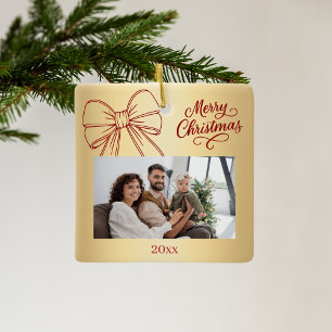 Adorno De Cerámica Navidades dibujados a mano con una foto del arco d