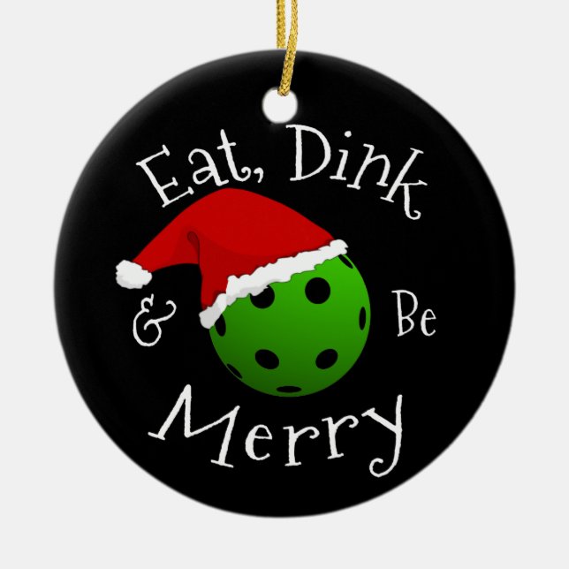 Adorno De Cerámica Navidades diciendo "Pickleball" (Frente)