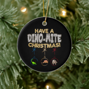 Adorno De Cerámica Navidades Dinosaur Dino Pun