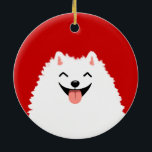 Adorno De Cerámica Navidades divertidos de caricatura de Pomerania Bl<br><div class="desc">Ornamento de Navidad Pomeraniano Blanco. Este alegre adorno de vacaciones de Pom hace un regalo divertido y un tesoro placer para mostrar en el árbol de Navidad por años. Visita el mundo doodle de Jenn para ver más regalos festivos de raza de perro y decoraciones únicas de navidad de amantes...</div>